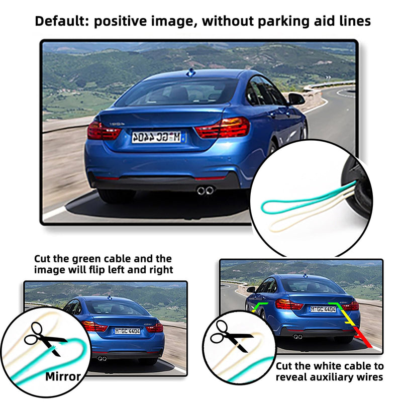 Car Side Rear View Backup Camera Reversing 5 in Monitor Reverse Image Front Parking Night Vision Rear Mirror Positive for Vehicle