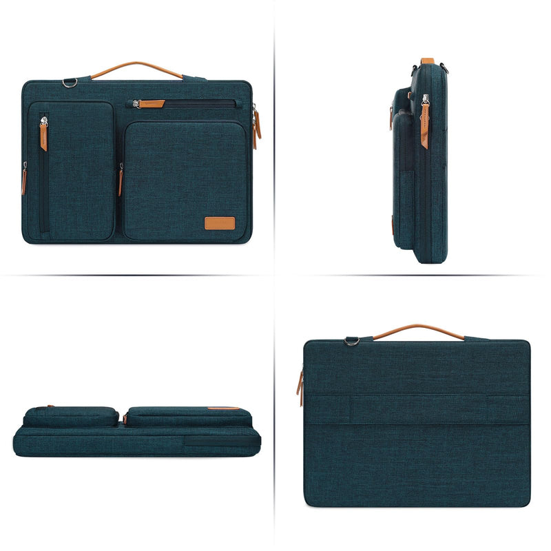 MOSISO 360 Protective Laptop Shoulder Bag,15-15.6 inch Computer Bag Compatible with MacBook Pro 16, HP, Dell, Lenovo, Asus Notebook,Side Open Messenger Bag with 4 Zipper Pockets&Handle, Teal Green 16 inch