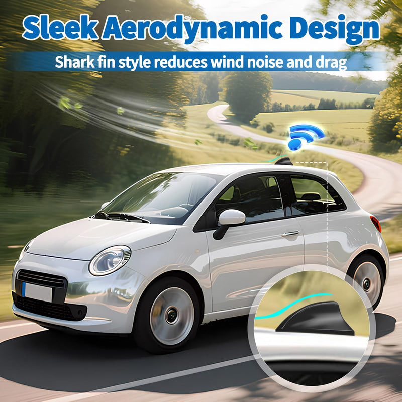 Bingfu Shark Fin Antenna for Car/Truck/RV - FM/AM Radio + GPS/BeiDou Dual-System, 28dB High Gain LNA, IP65 Waterproof, 9-16V Wide Voltage