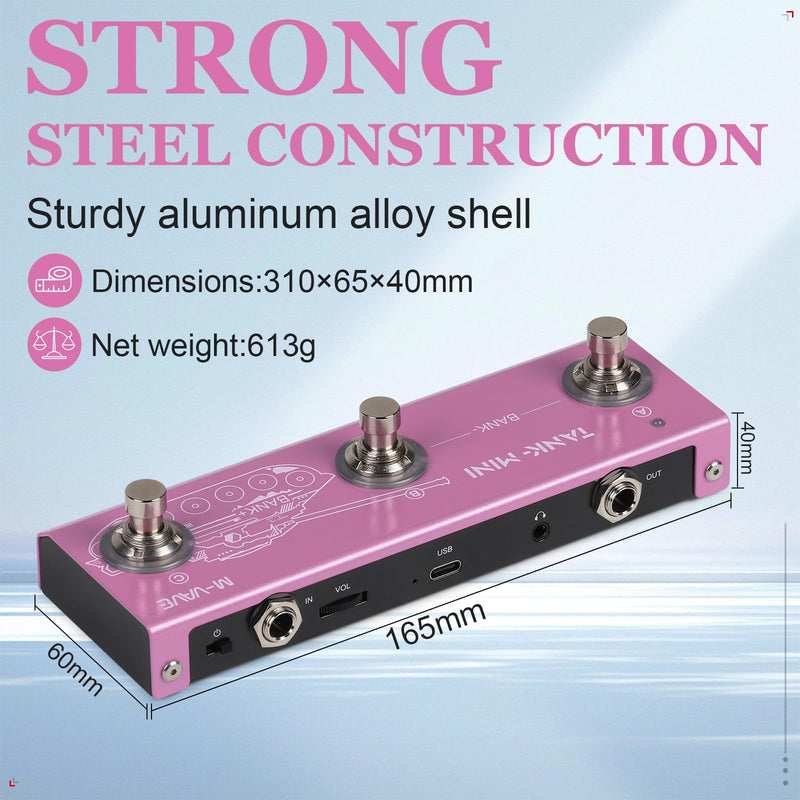 [AUSTRALIA] - Multi Effects Guitar Pedal,Built-in 1450mAh Rechargeable Battery Electric Guitar Efector with 21 Editable Presets,Chorus,Delay,Reverb,Amp,MOD,IR CAB,Recording,Tuner,BT connection. Tank-Mini Multi-effects Pedal 