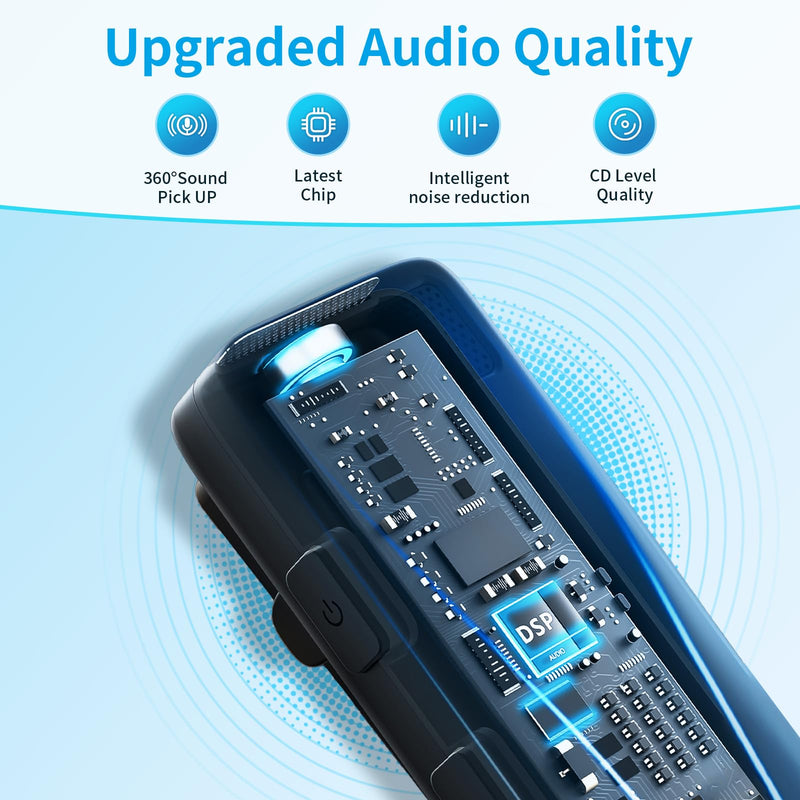 [AUSTRALIA] - Mini Wireless Lapel Lavalier Microphone for Android, iPhone 15 16 Pro Max - 2 Pack, 32H Battery, Noise Canceling - USB C Microphone, Clip On iPhone Microphone for Video Recording, Streaming 