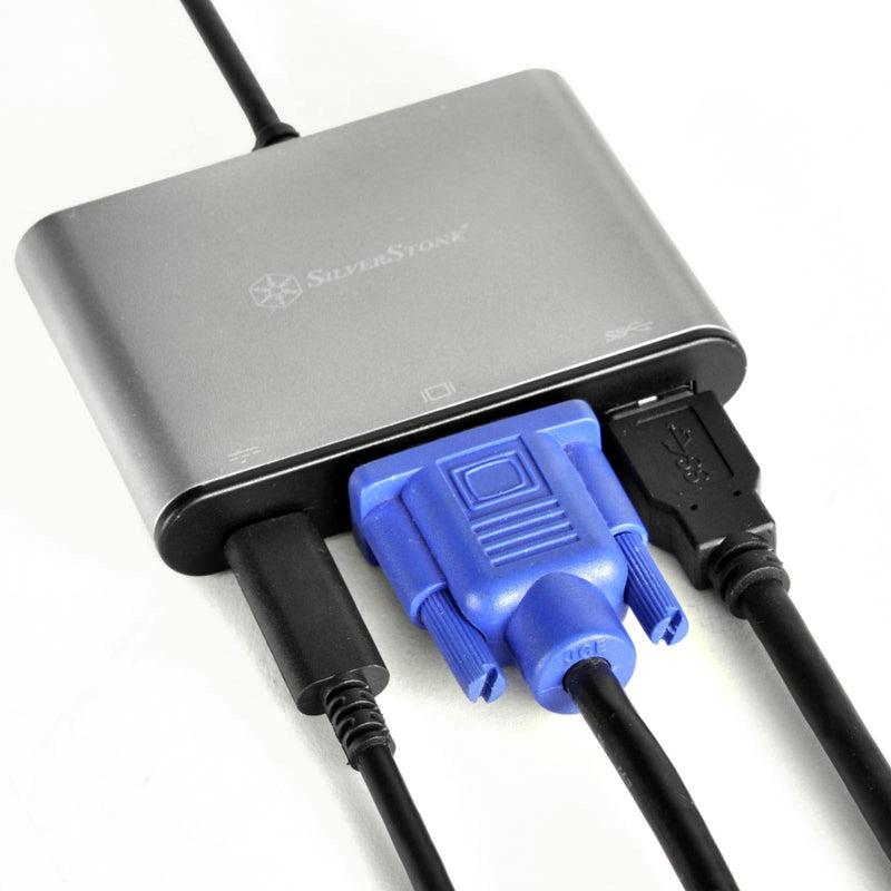 SilverStone Technology USB 3.1 Type-C to USB Type-A, Type-C X 1(Charging Port) and VGA Connector Adapter (EP06C)