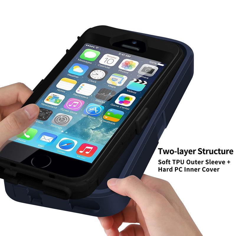 Heavy Duty Shockproof Cases for iPhone 5 5S SE 2016 and Bluetooth 5.1 Wireless Headphones for Android iPhone White
