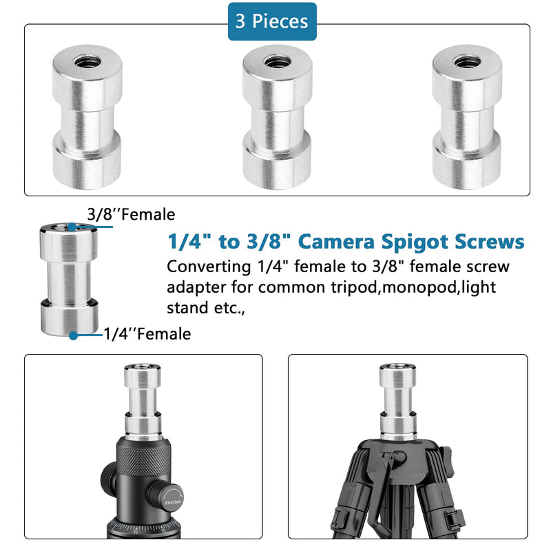 Camera Tripod Adapter, ChromLives 26Pack Camera Screw Mount Set 1/4 to 1/4 Tripod Screw,1/4 to 3/8 Camera Mount Adapter,Hot Shoe Adapter,Tripod Mount Adapter Set for Tripod/Monopod/Quick Release Plate 26pack camare screw