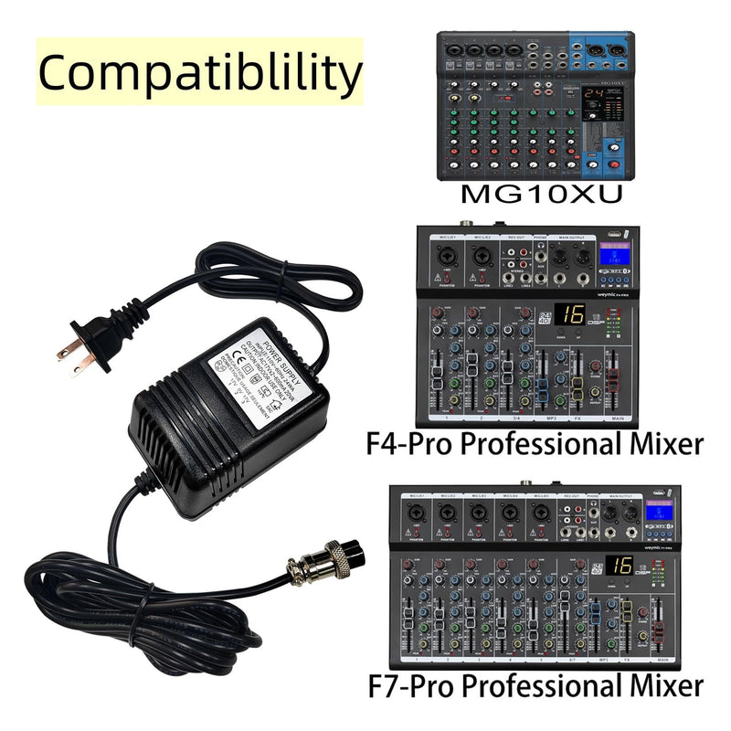 AC 17V 600mA Power Adapter 3-Pin Connector for Stanton M304 Mixer,Alesis Multimix 8 USB,yamaha PA-10,MG10U,Yamaha 8 Channel,Yamaha Mixer,Behringer Mixer