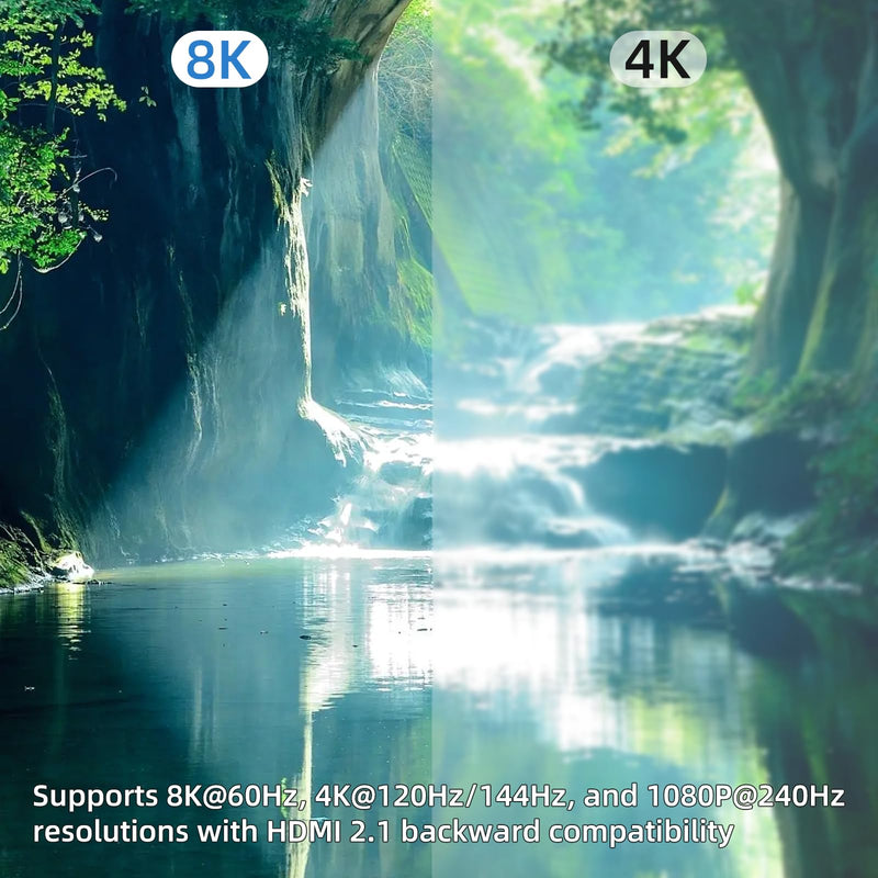 HDMI 2.1 Switch 3 in 1 Out 8k60Hz,3 Port HDMI Switcher 4K@144Hz, 48Gbps,VRR, Dynamic HDR, HDCP 2.3，for PS5/Xbox Series X/Apple TV 8K/Roku Ultra/Fire Stick 8K Max