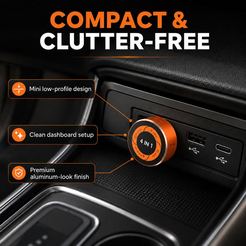 4-in-1 Wireless CarPlay Adapter, Converts Wired CarPlay & Android Auto to Wireless, Supports AirPlay & Screen Mirroring, Auto Reconnect, USB-A/C Included, Plug and Play