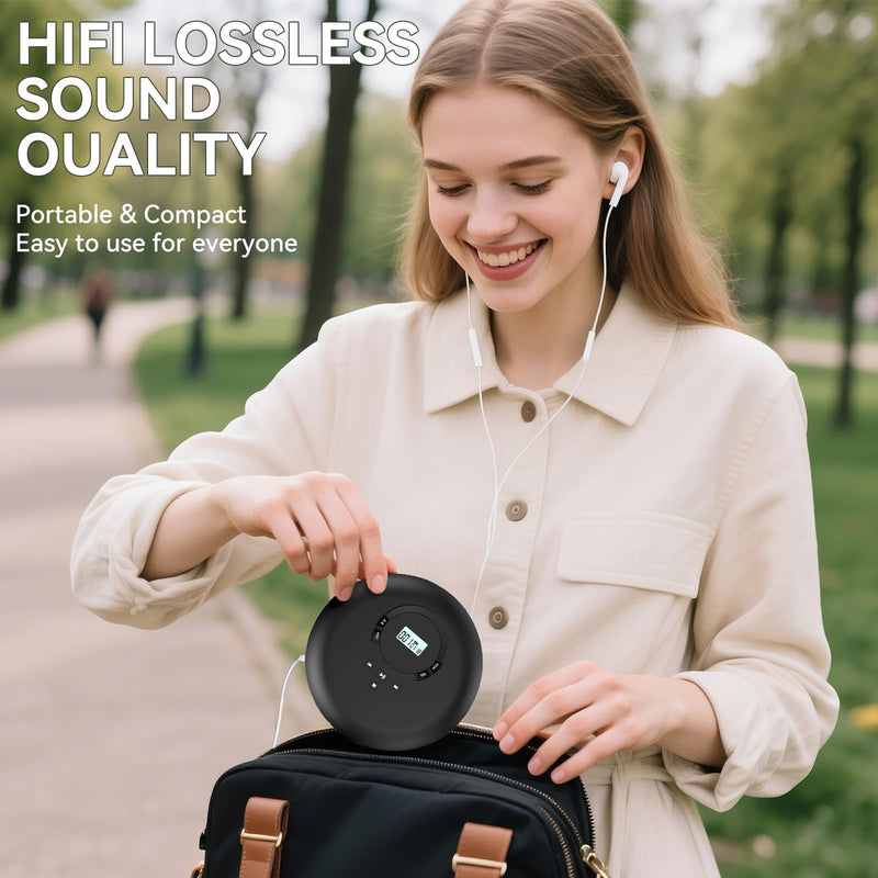 [AUSTRALIA] - Gueray CD Player Portable CD Discman Portable CD Player for Car with Anti-Skip Shockproof Personal CD Player with Headphones LCD Display Support PROG Memory Function Repeat Playback BASS Effet Black 