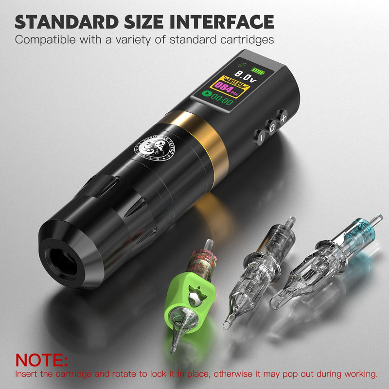 [AUSTRALIA] - Wormhole Tattoo 58Pcs Complete Tattoo Gun Kit - Aluminum Alloy LED Smart Tattoo Pen Wireless Tattoo Machine with 1800mAh Battery for Tattoo Beginners - Black WTK313 