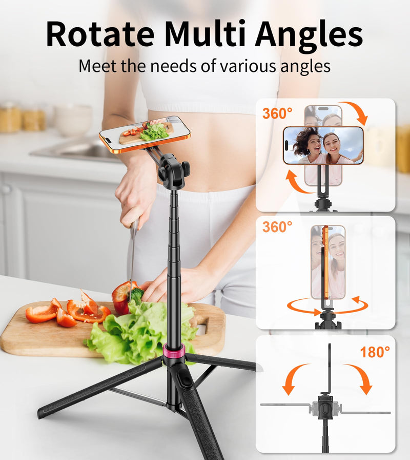 [AUSTRALIA] - 69" Magnetic Phone Tripod with Phone Clamp,Selfie Stick Monopod for Magsafe with Remote & Phone Mount Adapter,Portable Tripod for iPhone/Android,Digital Camera Accessory Kits,Photo,Vlogging,Travel 69 in Black 