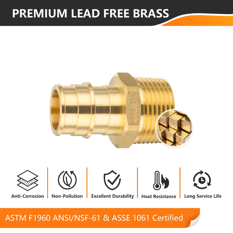 [AUSTRALIA] - 5-Pack HeSun PEX A Expansion Fitting, 3/4 Inch Male Thread Adapter,3/4" Male NPT x 3/4" Pex Expansion Adapter,ASTM F1960(PEX1960018-5) 3/4 Inch,5 Pack Male Adapter 
