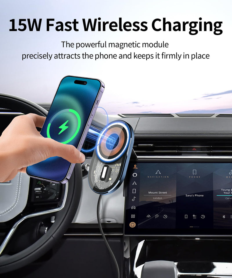 Wireless Charger Car Phone Mount for Land Rover Range Rover/Sport 2023-2026 | 13.1" Screen Magsafe Accessories Fast Charging Magnetic Cell Phone Holder Clip Compatible with iPhone Android, 3D Fit Bracket