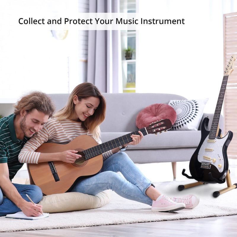 MUSO Guitar Stand,Acoustic Guitar Stand,Wood Classical Electric Guitar Stand,Foldable Bass Guitar Stand,Guitar Accessories also fit Bass,Violin,Ukulele (Bamboo) Bamboo