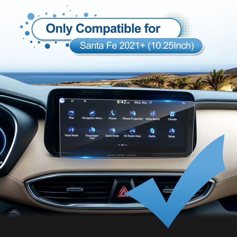 2021 2022 2023 Santa Fe Screen Protector for Hyundai Santa Fe (SEL/XRT/Limited/Calligraphy) 10.25-inch Touch Screen, 9H HardnessTempered Glass 2022 2023 Santa Fe Hybrid Accessories 10.25"