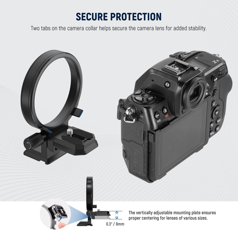 NEEWER Rotatable Collar Mount Plate for Nikon Z8 Z7 II Z6 II Z5 FTZ II Adapter, Fast Horizontal to Vertical Camera Tripod Lens Mount Ring Compatible with DJI RS 3/2 & Arca Quick Release System, CA058