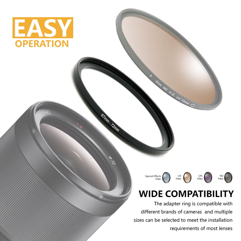 49mm to 82mm Step-up Adapter Rings Filter Adapter Black Metal Step Down Filter Ring Adapter Compatible with All Brand UV CPL ND Camera Lens Filter Stepping Rings (49mm-82mm) 49mm-82mm