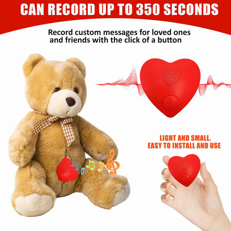 Voice Recorder,350s Voice Box for Recordable Gifts Button Sound Box for Stuffed Animals, Mother's day Valentine Christmas Plush Toy & Manual DIY Creative Sound Gifts for Boys, Girls (Red) XINR11-Only Record