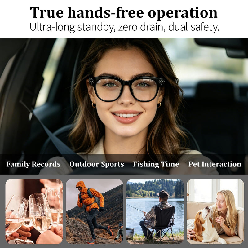 AI Glasses with Camera &Running Bluetooth Glasses for Sport