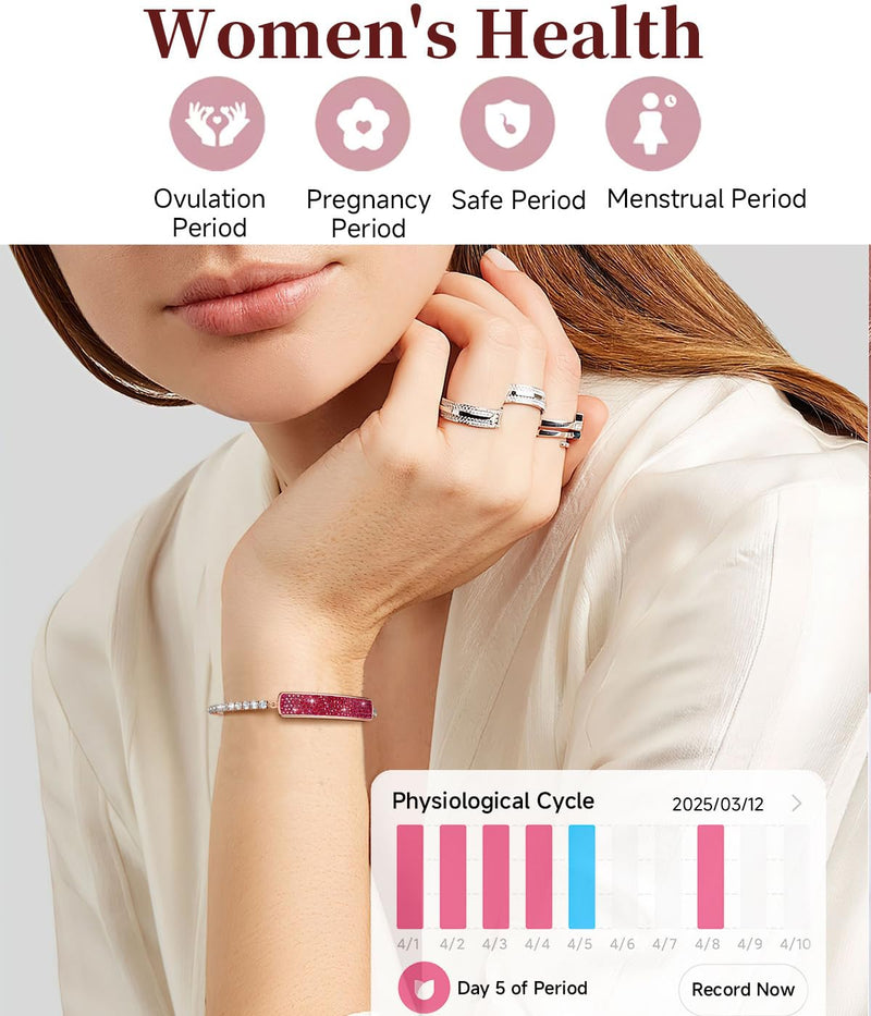 Fitness Tracker Dressy Diamond Smart Bracelet for Women Ladies Health Wristband Heart Rate Monitor Sleep Tracker Step Counter Pedometer Waterproof Fashion Activity Tracker Gold