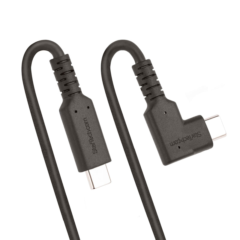 StarTech 1.6ft/50cm Right-Angled USB-C Cable, USB 10Gbps, 100W PD, Black | USB-C to USB-C, 8K 60Hz/4K 144Hz, Thunderbolt Compatible, Aramid Fiber, E-Marker