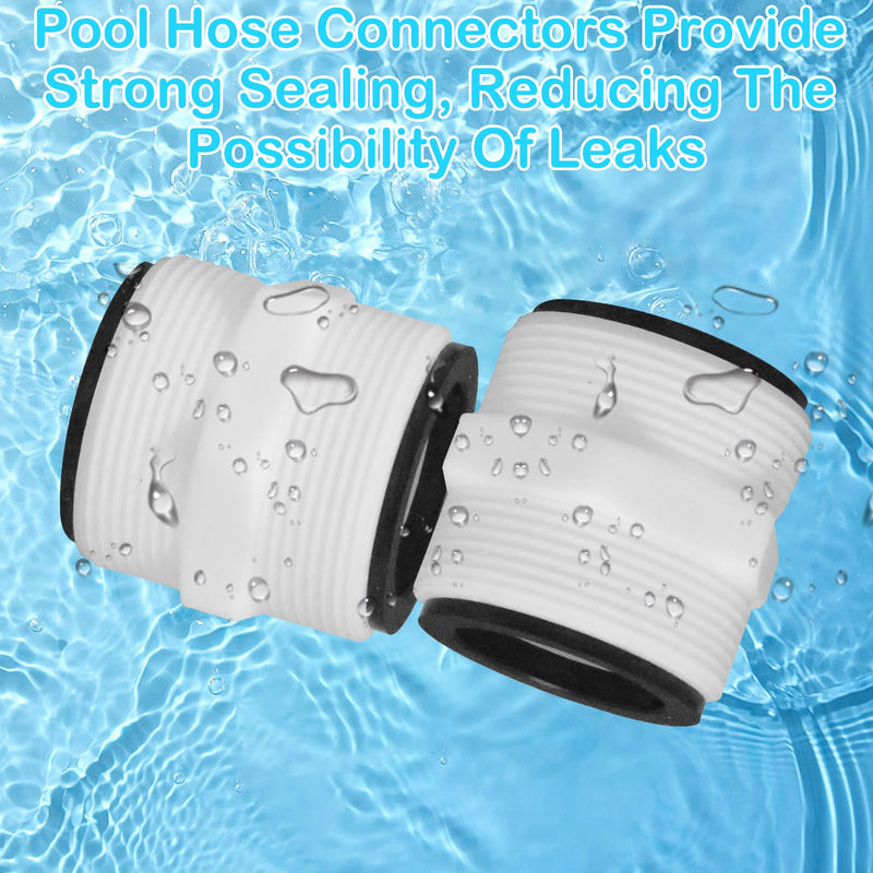 2Pcs 1.5’to 1.5’ Pool Hose Adapter, Pool Hose Connector Coupling Above Ground Pool Hose Adapter Compatible with Intex, Garden Hose Extender with 2 Rings Gaskets for 1.5 Inch Above Ground Pool Hose 2pcs