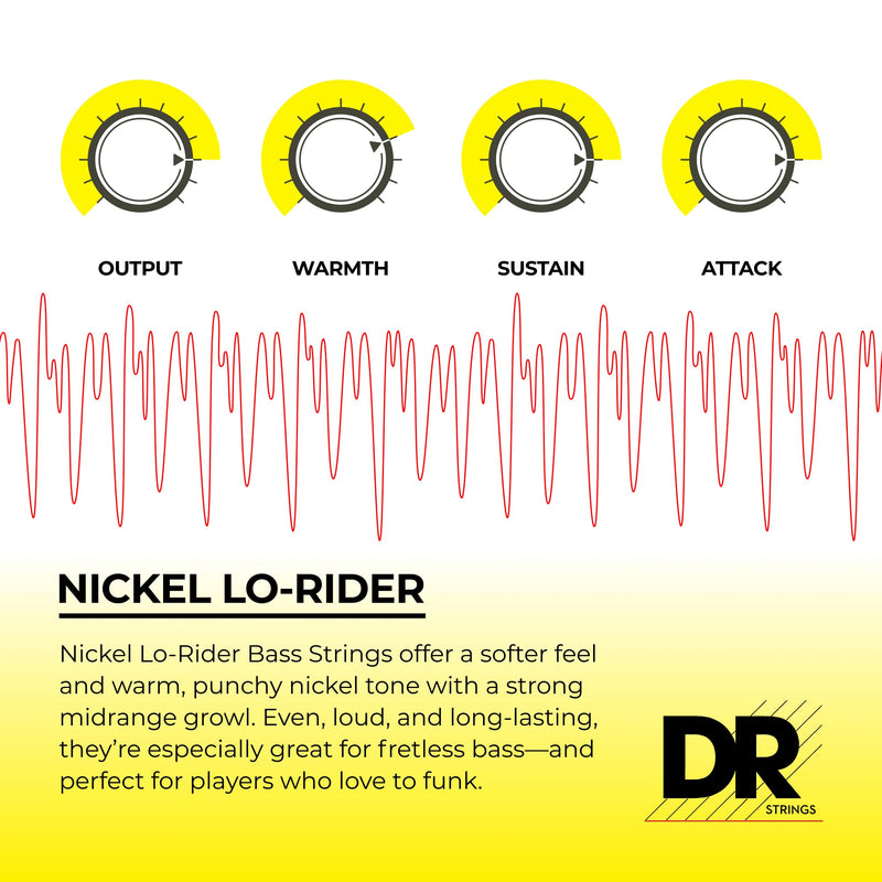 DR Strings Nickel Lo-Rider - Nickel Plated Hex Core Bass 40-100 (NLH-40) NICKEL LO-RIDER™: Light 40-100