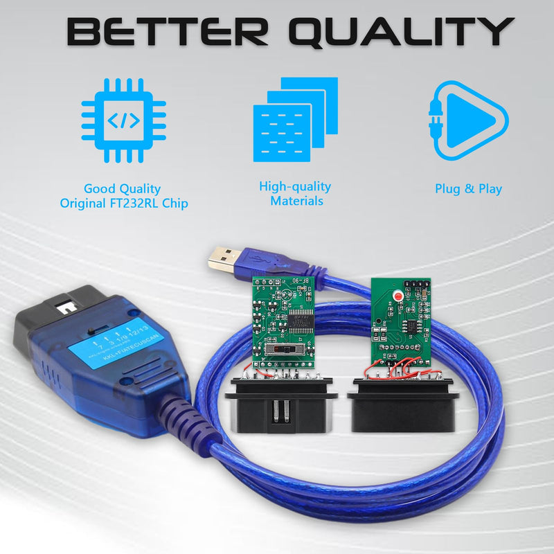 [AUSTRALIA] - KKL 409 FiatEcuScan OBD2 Cable with FT232RL Chip,Diagnostic Software for VG-COM 409+FIATECUSCAN Interface 2 IN 1 Scanner Tool with 4Way Switch,Compatible with Vvv,Audi,Fiat,Alfa,Lancia Vehicle 