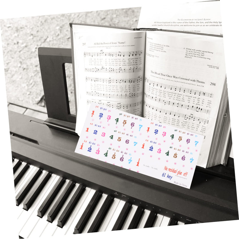 2 Sheets 61 Key Keyboard Stickers Letter Stickers Piano Letter Stickers for Keys Sticker by Numbers Piano Stickers for Keys Piano Decals Piano Accessories Music Instrument Supplies