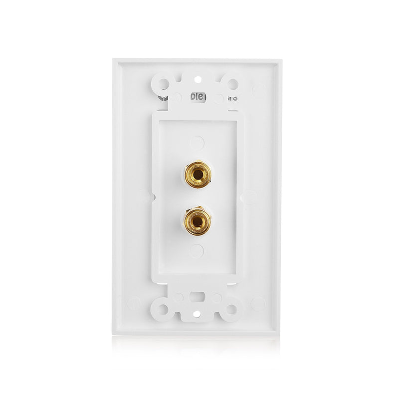 Cable Matters 2-Pack Speaker Wire Wall Plate, Gold Plated Speaker Wall Plate, Banana Plug Wall Plate for 1 Speaker, White 1-Speaker