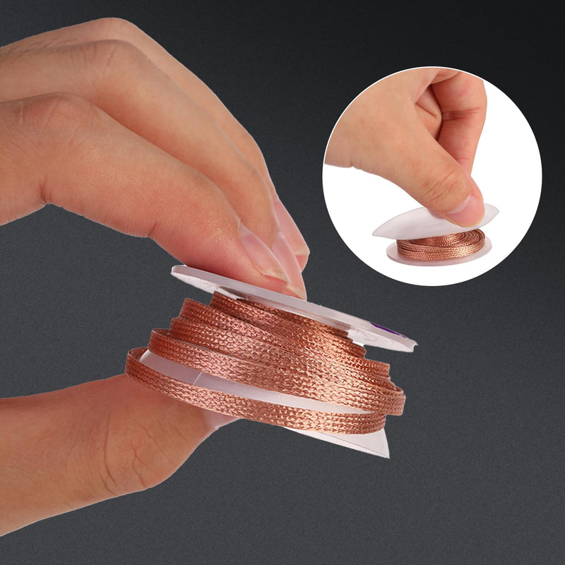 Pack of 2 Desoldering Braids with Flux, No Clean Desoldering Braid Made of Pure Copper, Premium Desoldering Wire for PCB Repairs, 2.5 mm Width, 1.5 m Length