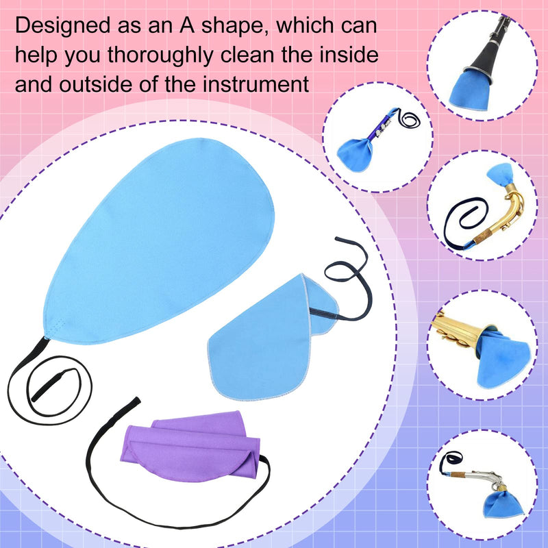 12 Pcs Clarinet Swab Cleaning Cloth Swab for Inside Tube Cloth Clarinet Cleaner Pull Through Instrument Cloth with Weighted String for Clarinet Flute Piccolo Sax Saxophone(Blue, Purple) Blue, Purple