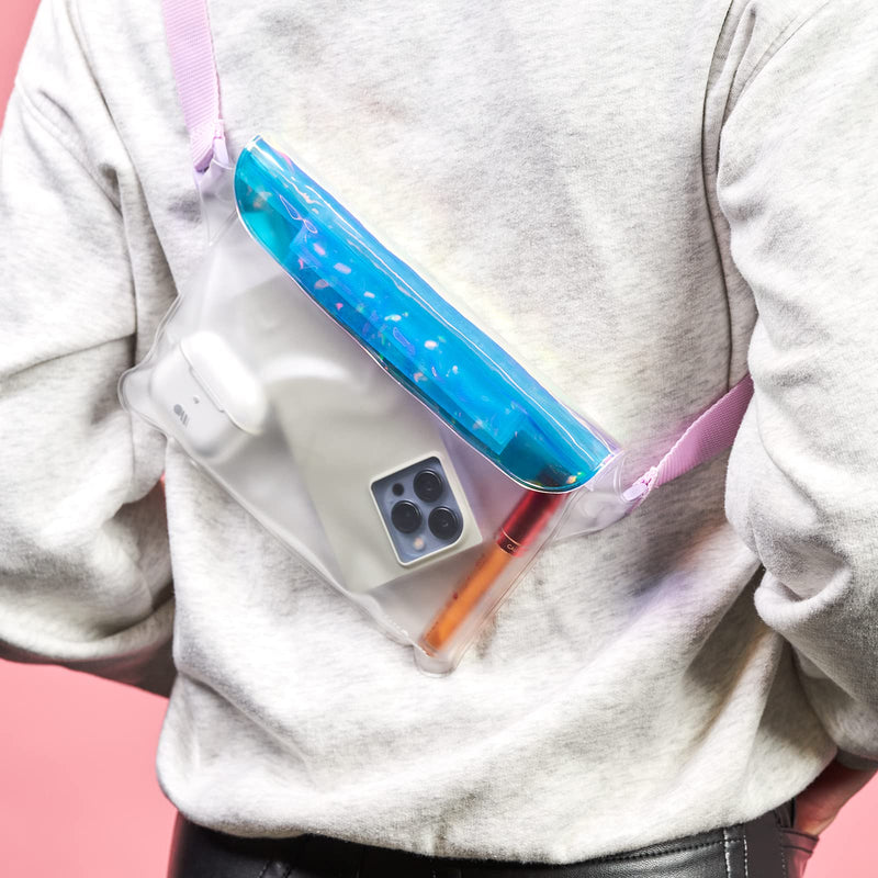 Case-Mate - IP68 Waterproof Fanny Pack/Bag with Triple Seal Protection, Adjustable Strap - Waterproof Phone Pouch/Case for iPhone 15 Pro Max/ 14 Pro Max/ 13 Pro Max/ Pixel 8 - Soap Bubble Iridescent Clear
