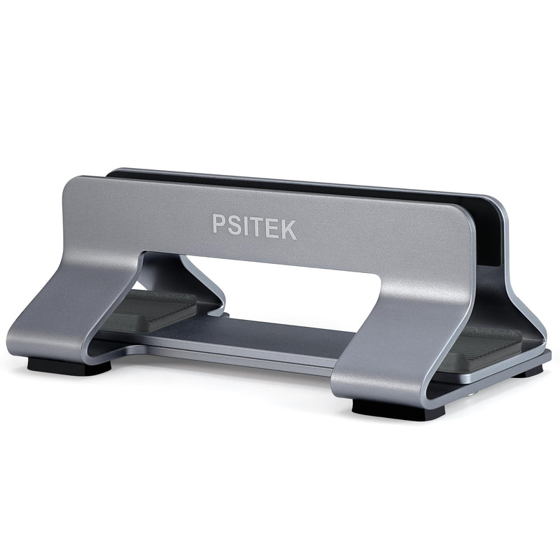 Aluminum Vertical Laptop Stand Dock Holder, Adjustable Slot Width (12-42mm/0.5-1.65 inch), Space-Saving Upright Storage for MacBook and Laptops, Version 2024 Space Gray