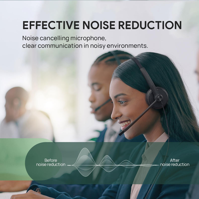 [AUSTRALIA] - Yealink UH34 USB Headset with Mic,Stereo Wired Headphones with Noise Cancelling Microphone,Teams Certified,Professional Work Headphones for VoIP Phone PC Computer Call Center Office USB（Leatherette) 