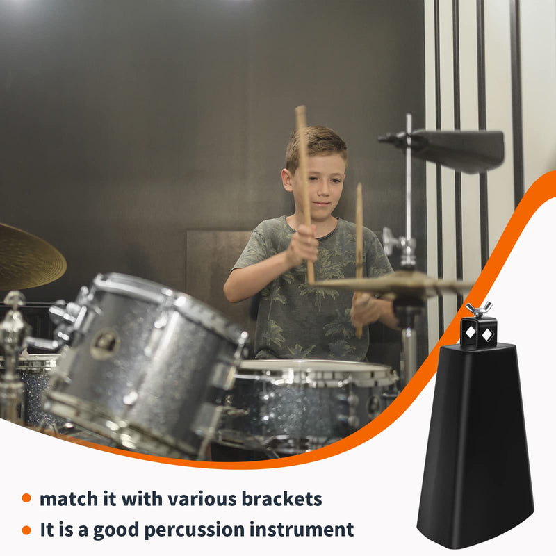 Soulmate Cowbell 5 inch Metal Steel Cow Bell Instrument Noise Makers Cowbell Hand Percussion Cow Bells with Handle Stick for Drumset 5”