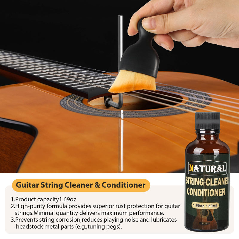 [AUSTRALIA] - 6Pcs Guitar Cleaning Kit - Includes Guitar Polish, Fretboard Oil, String Cleaner, String Winder, Brush, Cleaning Cloth, Guitar Maintenance Kit, for Violin, Piano, Bass, Guitar Players 6 