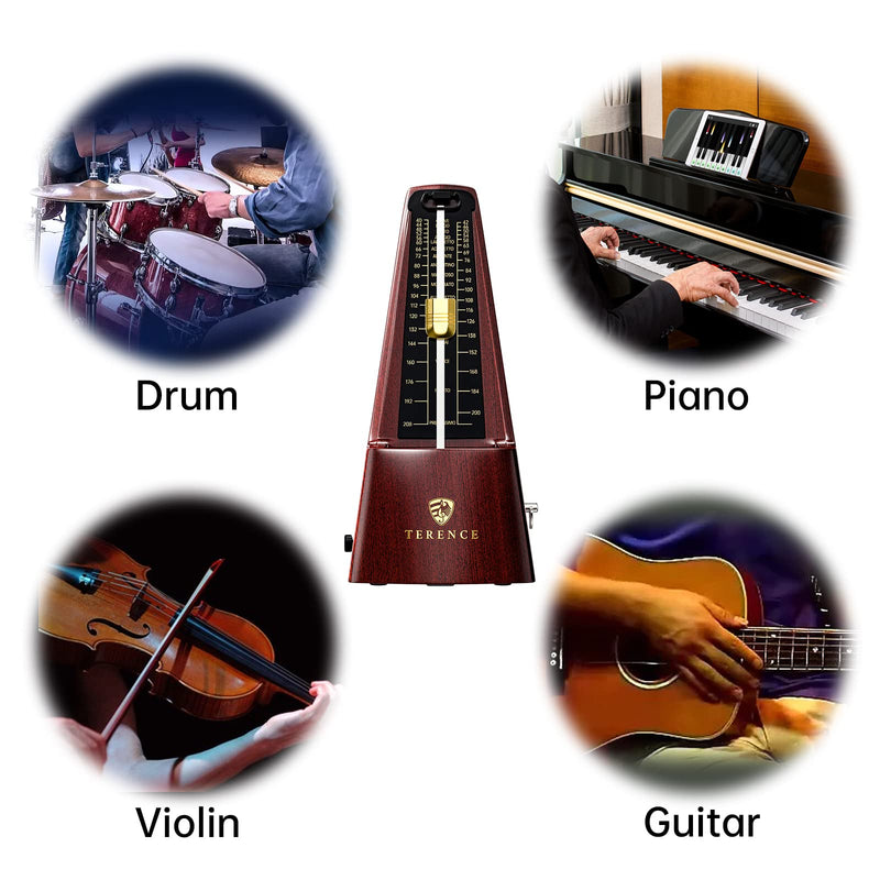 Mechanical Metronomes for Piano Guitar Violin Bass Drum and Other Musical Instruments Loud Sound and High Precision Track Beat and Tempo for Beginners (Wood Grain) wood grain