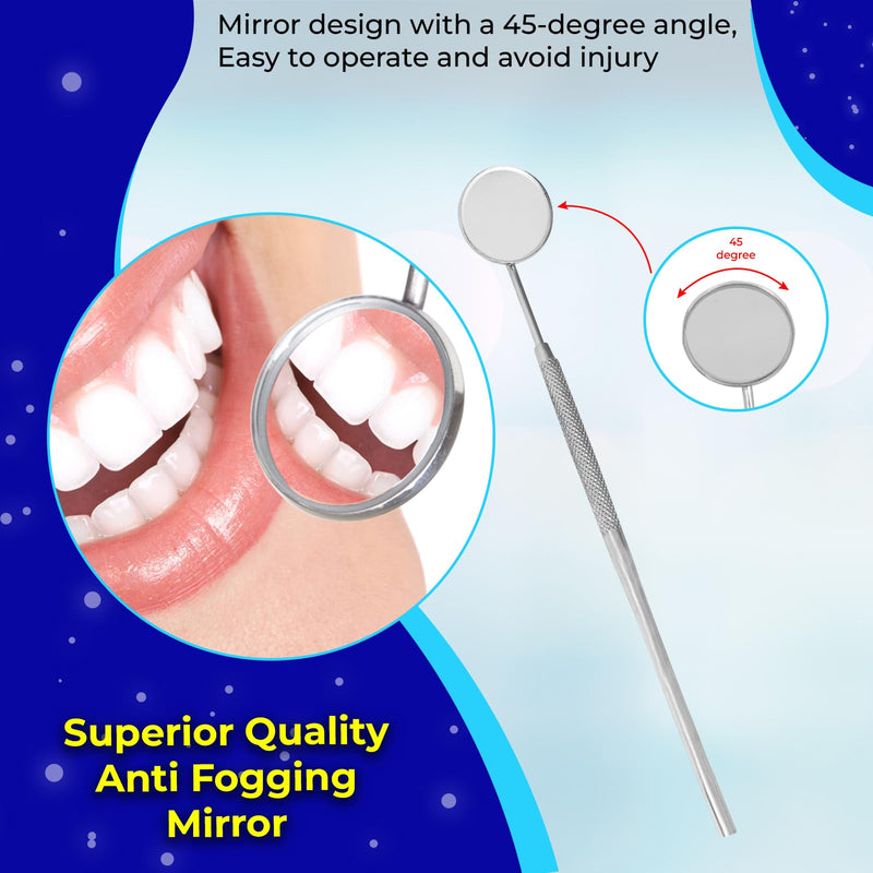 SS INSTRUMENTX Dental Mirror with Handle Dental Stainless Steel Dentist Tools for Teeth Cleaning Inspection Oral Hygiene Mouth Mirror for Daily Use CE