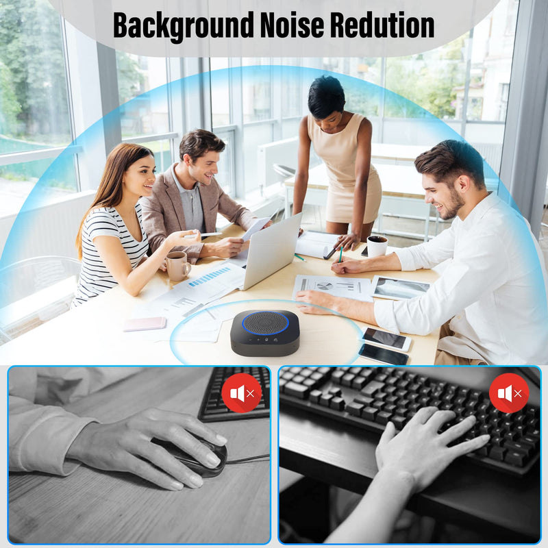 Bluetooth Speakerphone, Conference Speaker with Mics, 360°Enhanced Voice Pickup, Bluetooth 5.1, AI Noise Reduction Echo Cancellation, USB C, Conference Microphone for Home Office