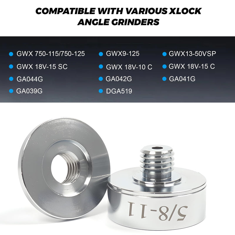 [AUSTRALIA] - XLOCK to 5/8"-11 Thread Adapter Kit – Stainless Steel Angle Grinder Quick-Change Conversion for Saw Blades/Polish Discs/Diamond Core Bits, Include Flange Lock Nut, Convert XLOCK Tool 