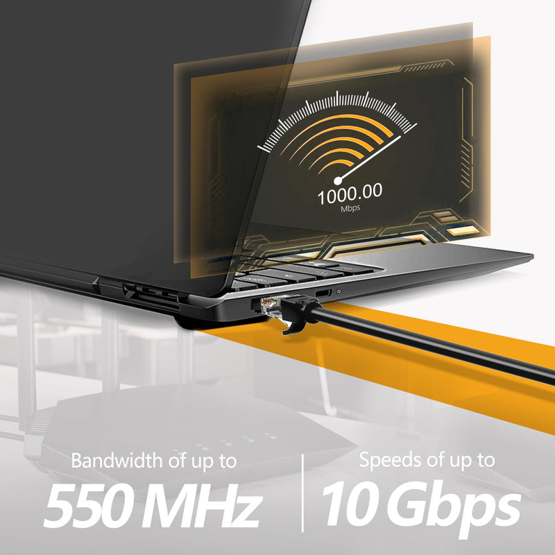 50 Ft Ethernet Cable for Cat5E/Cat6, 10Gbps 24AWG Cat6 Network Cable, Direct Burial Cable, UTP, LLDPE, RJ45 Patch LAN Cord, Waterproof, Indoor&Outdoor, Cat 5E Internet Cable in Black for PC 50Ft