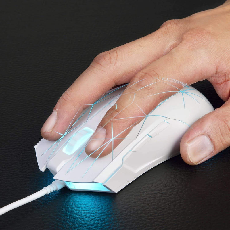 RGB Lightweight Gaming Mouse, Programmable 7 Buttons, Ergonomic LED Backlit USB Gamer Mice Computer Laptop PC, for Windows Mac OS Linux, Pink (Star White) star white