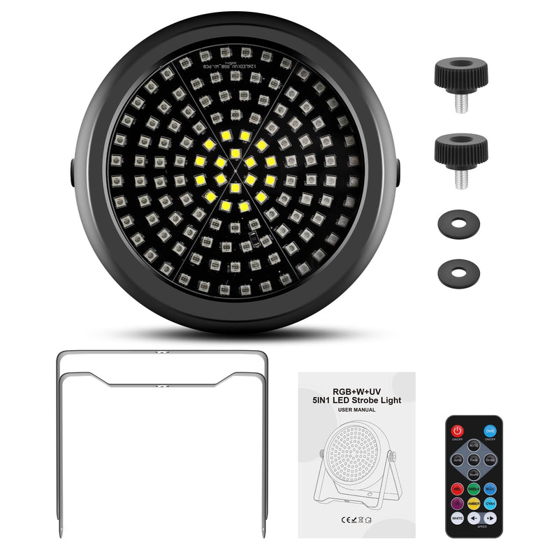 [AUSTRALIA] - Party Strobe Light,30W 126 LEDs RGB+W+UV 5IN1 Strobe Lights for Parties DJ Par Can Lights with Remote Control Sound Activated&Speed Control DJ Uplights for Birthday Party Halloween Festival 1Pack Strobe Light 