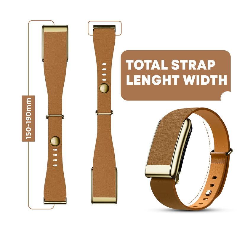DADO Luxe Tapered Leather Replacement Band Compatible with WHOOP 5.0, One, Peak, and Life Fitness Tracker – Durable & Comfortable | Not for Whoop Gen 4 One/Peak Brown Gold - Slim