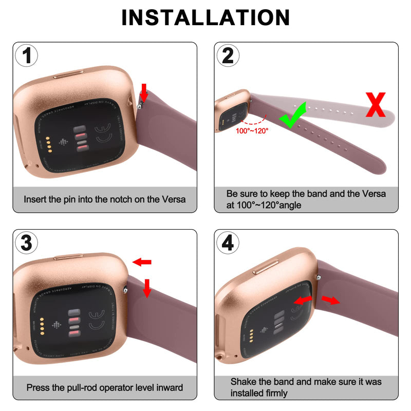 Vancle Silicone Bands Compatible with fitbit versa 2 watch bands women men, Soft Breathable Sport Replacement Wristbands for Fitbit Versa 2 / Fitbit Versa/Versa Lite/Versa SE Smoke Purple