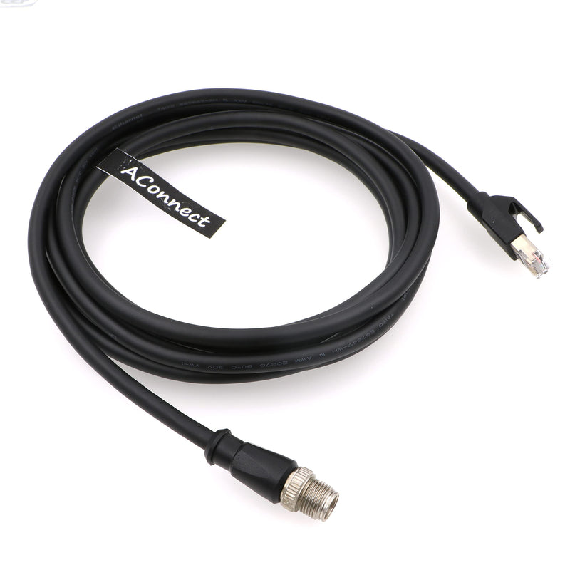 M12-RJ45-XCode-Ethernet-Shielded-Industrial-Waterproof-Cable for Cognex Industrial Camera M12 8Pin X-Code Male to RJ45 Cat6a Flexible 9.8Ft|3M 3M