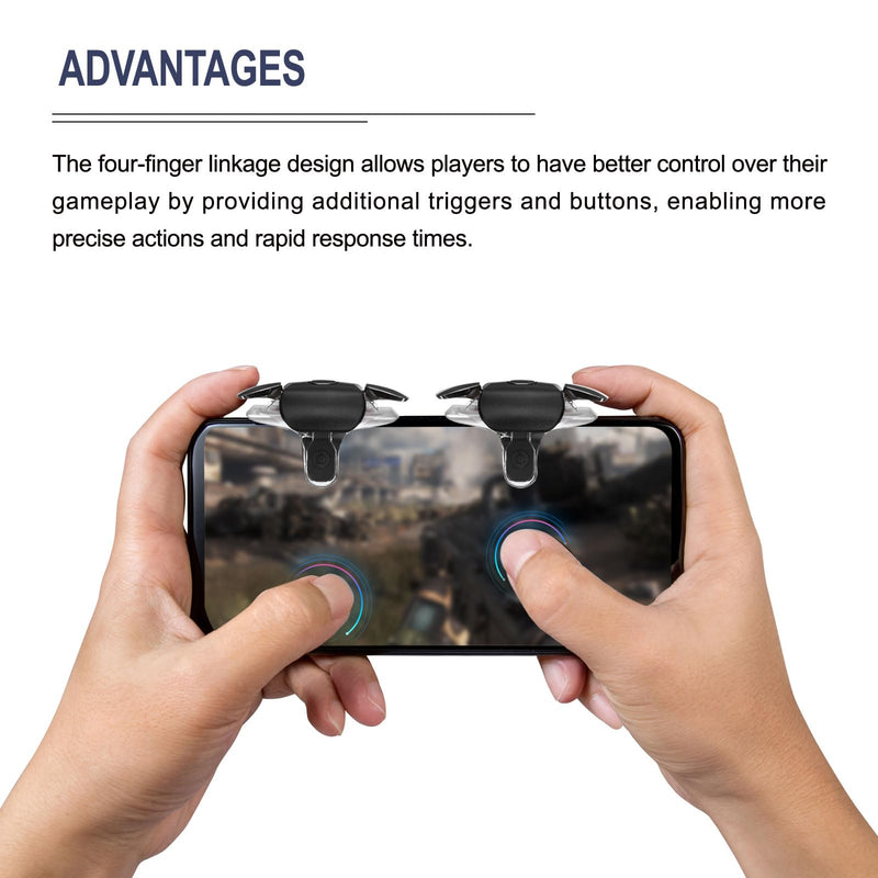 MECCANIXITY Gaming Trigger Mobile Game Controller 1 Pair Double Side Fire Keys Universal Black for 4.7-6.5 Inch Cell Phone