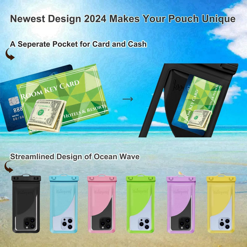 Waterproof Phone Pouch, with Inside Card Bag, Large Waterproof Case for iPhone 15 14 13 Pro Max, IPX8 Certified and Lightweigt Cellphone Dry Bag Beach Cruise Ship Essentials,1 Pack-Black-8.3″ A1-Black