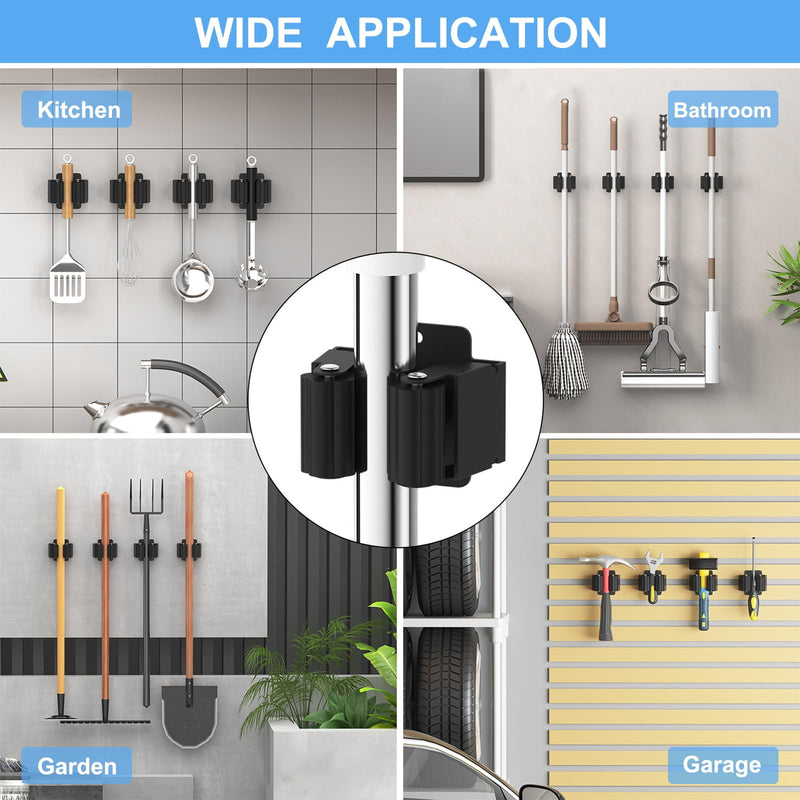 gaoduanluoluo 6/12 Piece Tool Holder Set, Broom Holder Wall, Garden Tool Holder, Tool Holder for Kitchen, Home, Bathroom, Garage (6)