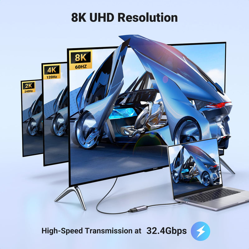 UGREEN 8K@60Hz USB C to DisplayPort 1.4 Adapter Cable 4K@240Hz Bundle VESA Mini DisplayPort to DisplayPort 1.4 Cable 6.6FT